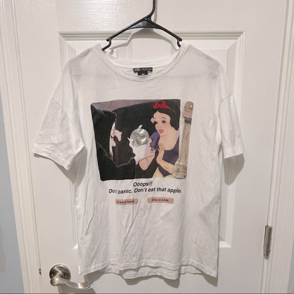 Zara white cartoon T shirt